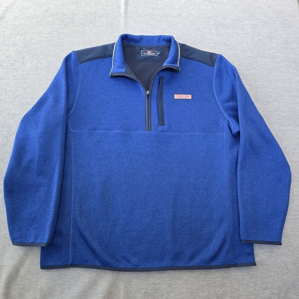 Vineyard Vines Fleece Jacket Men's XL Navy Blue Full Zip Pullover - Picture 1 of 9